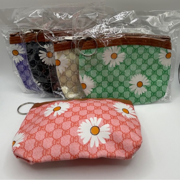 Floral Patterned Pouch With Keyring - Picture 2 of 6